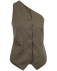 FEDERICA TOSI - Jassen ,Groen ,One-Shoulder Canvas Vest - Lyst