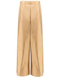 Max Mara - Elastische Taille Seidenhose Braun - Lyst