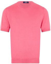 Fedeli - Kurzärmeliges T-Shirt Mit Rundhalsausschnitt - Lyst