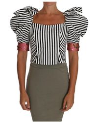 Dolce & Gabbana - Camisas de manga corta de hojaldre a rayas negras blancas - Lyst