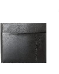 Piquadro - Accessoires ,Zwart ,Zwarte Leren Portemonnee Met Kaarthouder - Lyst