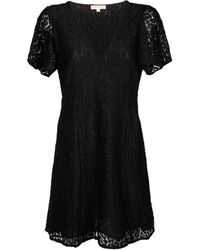 MICHAEL Michael Kors - Schwarzes Spitzen Kurzes Kleid V-Ausschnitt - Lyst