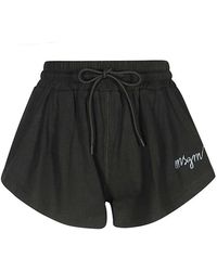 MSGM - Korte Broeken ,Zwart ,Katoen Katoenen Elastische Taille Shorts - Lyst