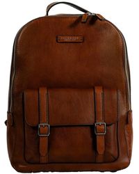 The Bridge - Tassen ,Bruin ,Leer Bruine Leren Rugzak Met Klep En Haaksluiting - Lyst