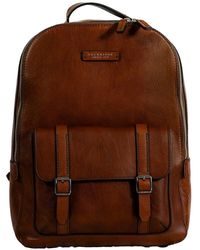 The Bridge - Brauner Leder-Rucksack Mit Klappe Und Hakenverschluss - Lyst