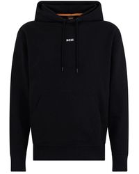 BOSS - Hoodies & Sweatvesten ,Zwart ,Katoen Katoenen Sweatshirt Met Capuchon En Logo - Lyst