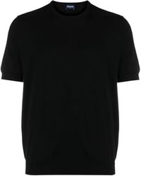 Drumohr - Truien & Vesten ,Zwart ,Katoen Fijngebreid T-Shirt - Lyst