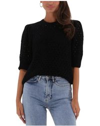 Modström - Truien & Vesten ,Zwart ,Aurora O-Neck Top - Lyst