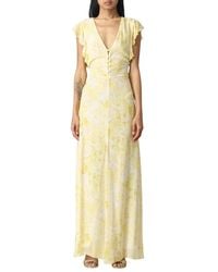 Patrizia Pepe - Elegantes Florales Maxikleid Mit Flügelärmeln - Lyst