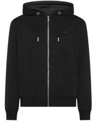 Sun 68 - Hoodies & Sweatvesten ,Zwart ,Katoen Sweatshirt Met Rits - Lyst