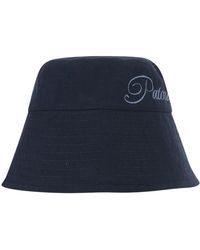 Patou - Accessoires ,Blauw ,Katoen Geborduurd Logo Katoenen Bucket Hoed - Lyst
