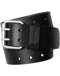 Carhartt - Accessoires ,Zwart ,Leer Double Script Belt - Lyst