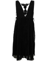 Alberta Ferretti - Kleedjes ,Zwart ,Korte Jurk Met V-Hals - Lyst