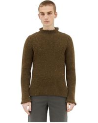 Burberry - Truien & Vesten ,Bruin ,Wol Trui Van Wol Met Franjes - Lyst