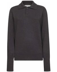 Studio Nicholson - Bruine Merinowol Polo Sweater - Lyst