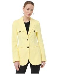 Beatrice B. - Jassen ,Geel ,Katoen Blazer Met Klepzakken En Knoopsluiting - Lyst
