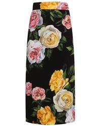 Dolce & Gabbana - Wadenlanger Rock Aus Charmeuse - Lyst