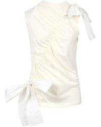 MSGM - Tops ,Wit ,Katoen Mouwloze T-Shirt Met Ronde Hals - Lyst