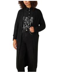Object - Truien & Vesten ,Zwart ,Polyester Objmilu Ls Lo Lange Gebreide Cardigan - Lyst