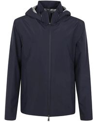 Herno - Jassen ,Blauw ,Polyester Blauwe Jas Voor Mannen Stijlvolle Snit - Lyst