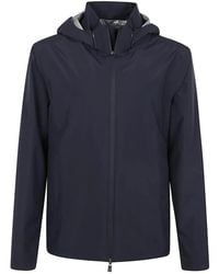 Herno - Jassen ,Blauw ,Polyester Blauwe Jas Voor Mannen Stijlvolle Snit - Lyst