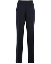 Clips - Broeken ,Blauw ,Polyester Broek Met Hoge Taille En Elastische Tailleband - Lyst