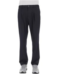 Herno - Broeken ,Blauw ,Wol Rechte Broek Met Trekkoord - Lyst