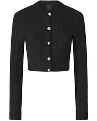 Pinko - Truien & Vesten ,Zwart ,Crop-Cardigan Met Ronde Hals - Lyst