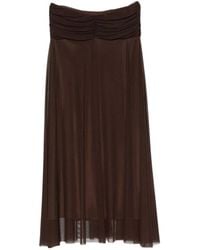 Twinset - Mesh Midi-Rok Met Gedrapeerde Taille - Lyst