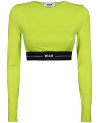 MSGM - Tops ,Groen ,Logo Detail Crop Top - Lyst