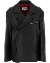 MM6 by Maison Margiela - Leather Jackets - Lyst