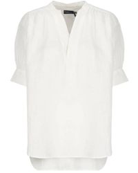 Ralph Lauren - Camisa blanca de lino con escote en v - Lyst