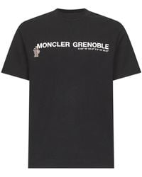 Moncler - Tops ,Zwart ,Katoen Logo Katoenen T-Shirt - Lyst