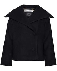 Inwear - Jassen ,Zwart ,Klassieke Korte Zwarte Jas Met Brede Kraag - Lyst