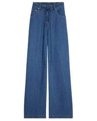 Suncoo - Jeans ,Blauw ,Wijde Pijp Blauwe Jeans Met Elastische Tailleband - Lyst