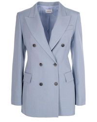 P.A.R.O.S.H. - P.A.R.O..H. ,Jassen ,Blauw ,Leer Double-Breasted Blazer - Lyst