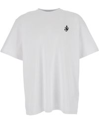 JW Anderson - Weißes t-shirt mit logo-stickerei - Lyst