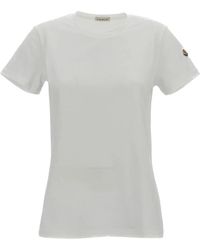 Moncler - T-Shirt Van Katoen Met Logo-Patch - Lyst