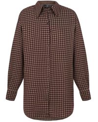 Cortana - Overhemden ,Rood ,Wol Bordeaux Geruite Oversized Shirt - Lyst