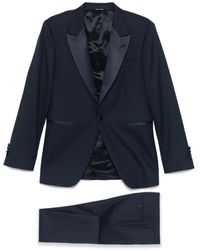 Reveres 1949 - Kostuums ,Blauw ,Blauw Oxford Pak Met Achteruitgangen - Lyst