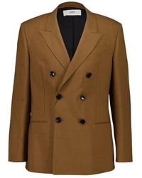 Ami Paris - Wool Double-Breasted Twill Jacket - Lyst