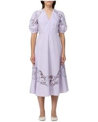 Twinset - Elegantes Midi-Kleid Mit Aussparungen Und V-Ausschnitt - Lyst