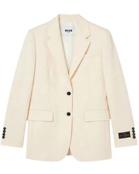 MSGM - Jassen ,Leer Getailleerde Blazer Met Enkele Rij Knopen - Lyst