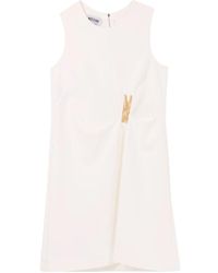 Moschino - Kleedjes ,Wit ,Polyester Witte Cady Jurk Met Speelse Borduursels - Lyst