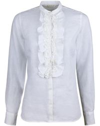 Stenströms - Volant Bluse Leinenhemd - Lyst