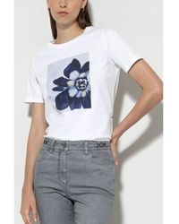 Luisa Cerano - Blumiges weißes t-shirt - Lyst