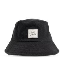 Ami Paris - Accessoires ,Zwart ,Katoen Bucket Hat Met Logo Patch - Lyst