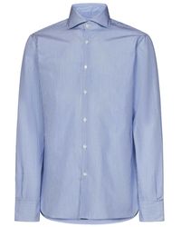Franzese Collection - Blauw Gestreept Katoenen Overhemd - Lyst