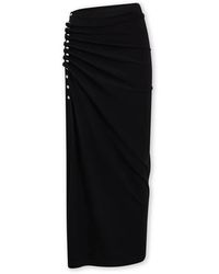 Rabanne - Rokken ,Zwart ,Zwarte Midi Rok Elegant Draper Chic - Lyst