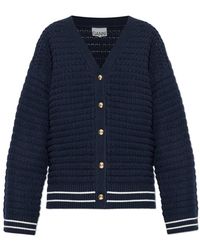 Ganni - Truien & Vesten ,Blauw ,Katoen Wool Cardigan - Lyst